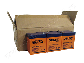 Открытая коробка и аккумуляторы Delta DTM 1205 рядом